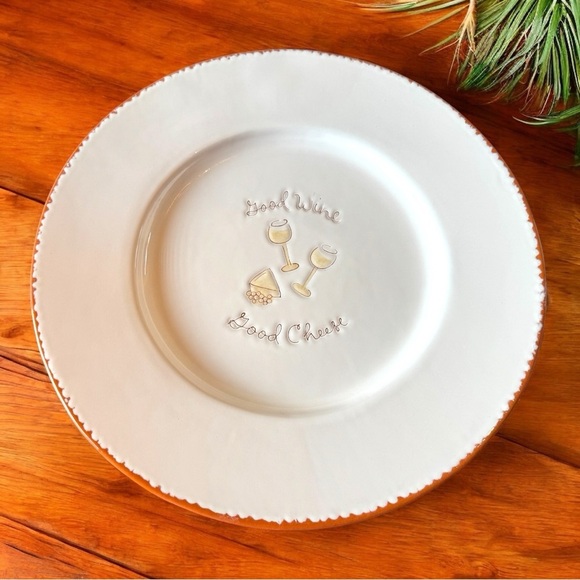 Hallmark “Good Wine, Good Cheese” 14.25” Ceramic Plate – Terracotta Trim - Picture 1 of 8